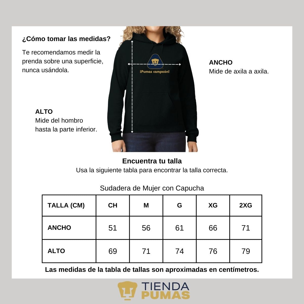 Sudadera Mujer Pumas UNAM campeón