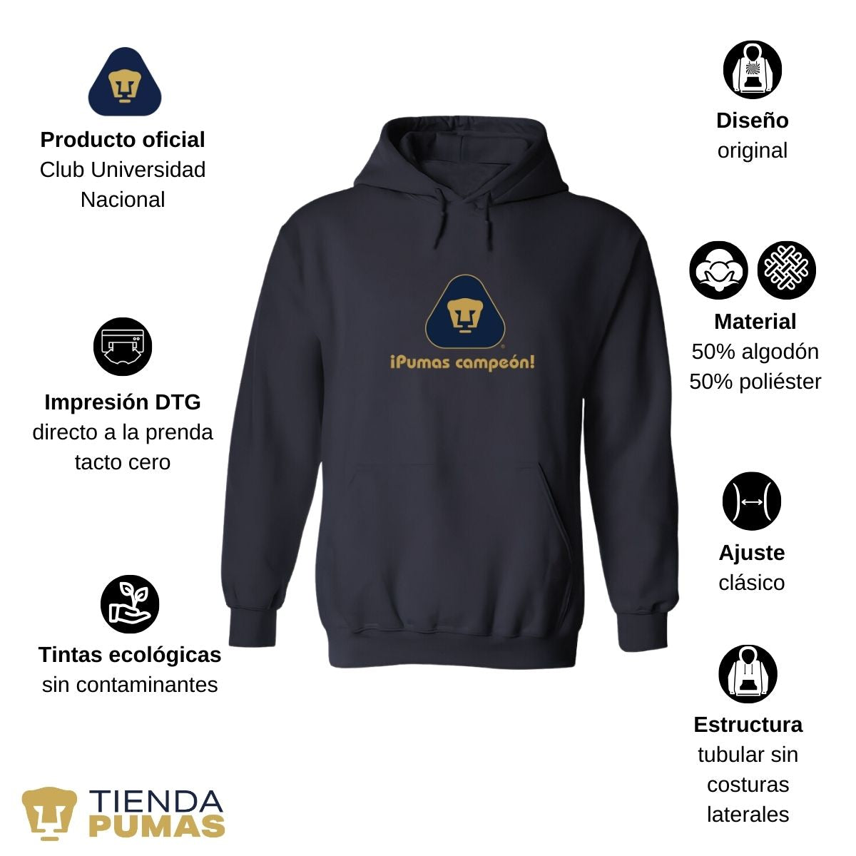 Sudadera Mujer Pumas UNAM campeón