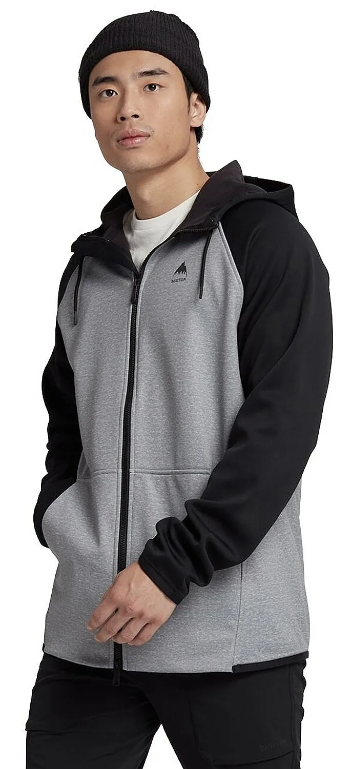 sweatshirt Burton Crown Weatherproof Fleece Zip - Gray Heather/True Black - men´s