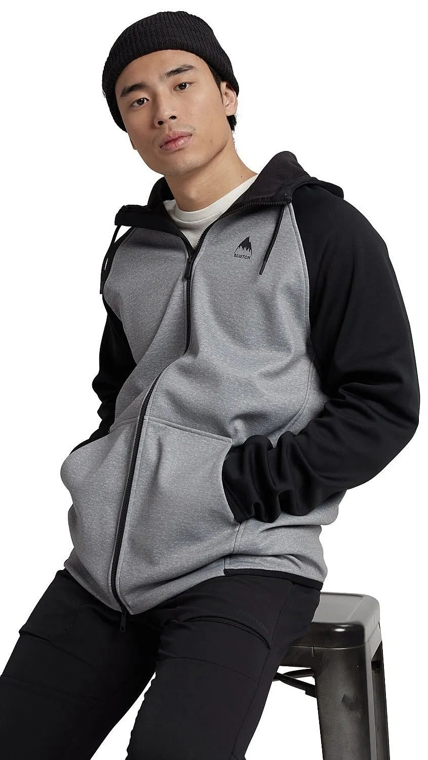 sweatshirt Burton Crown Weatherproof Fleece Zip - Gray Heather/True Black - men´s