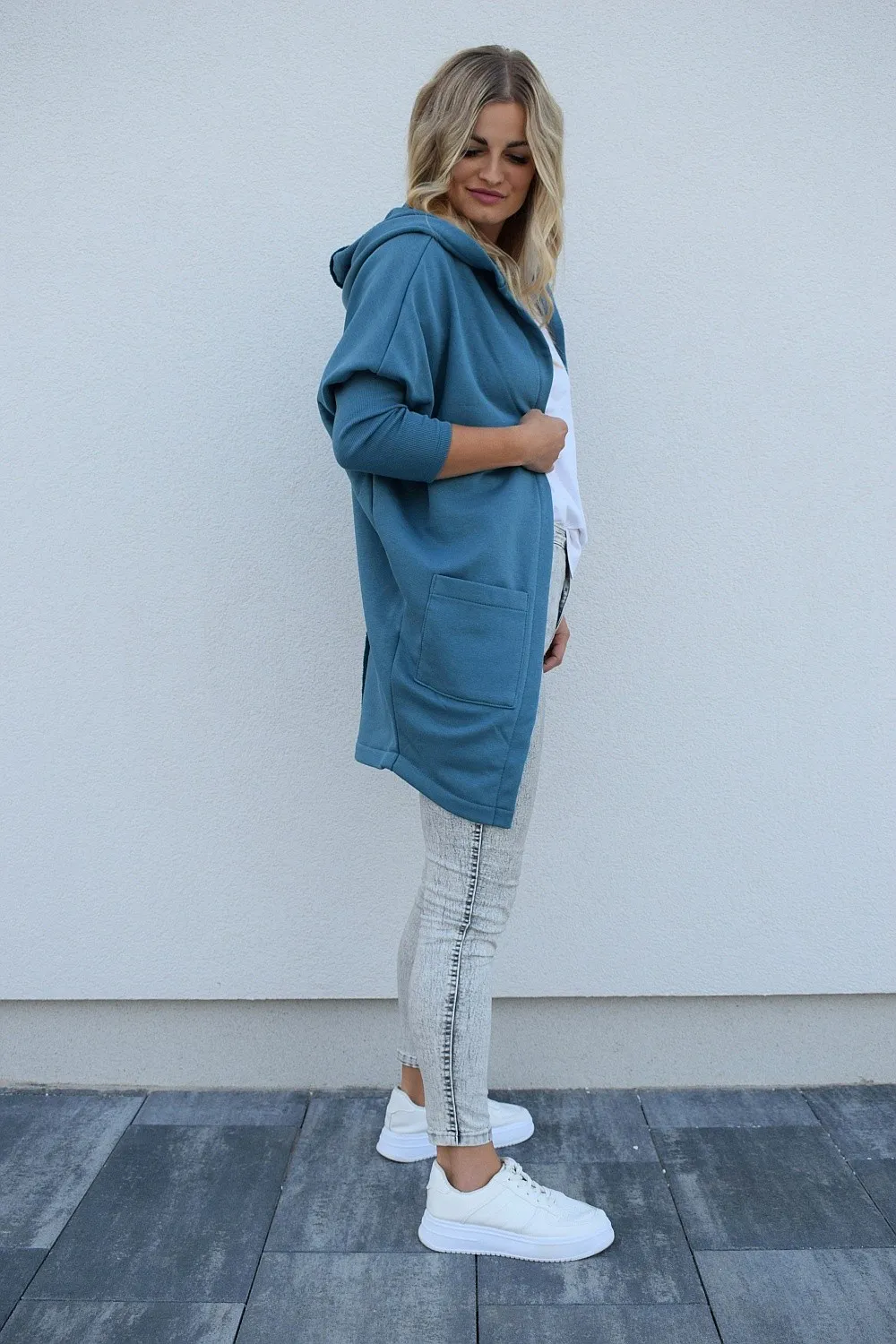 sweatshirt M.ASCH-Be original Cardigan Oversize - Blue Stone - women´s