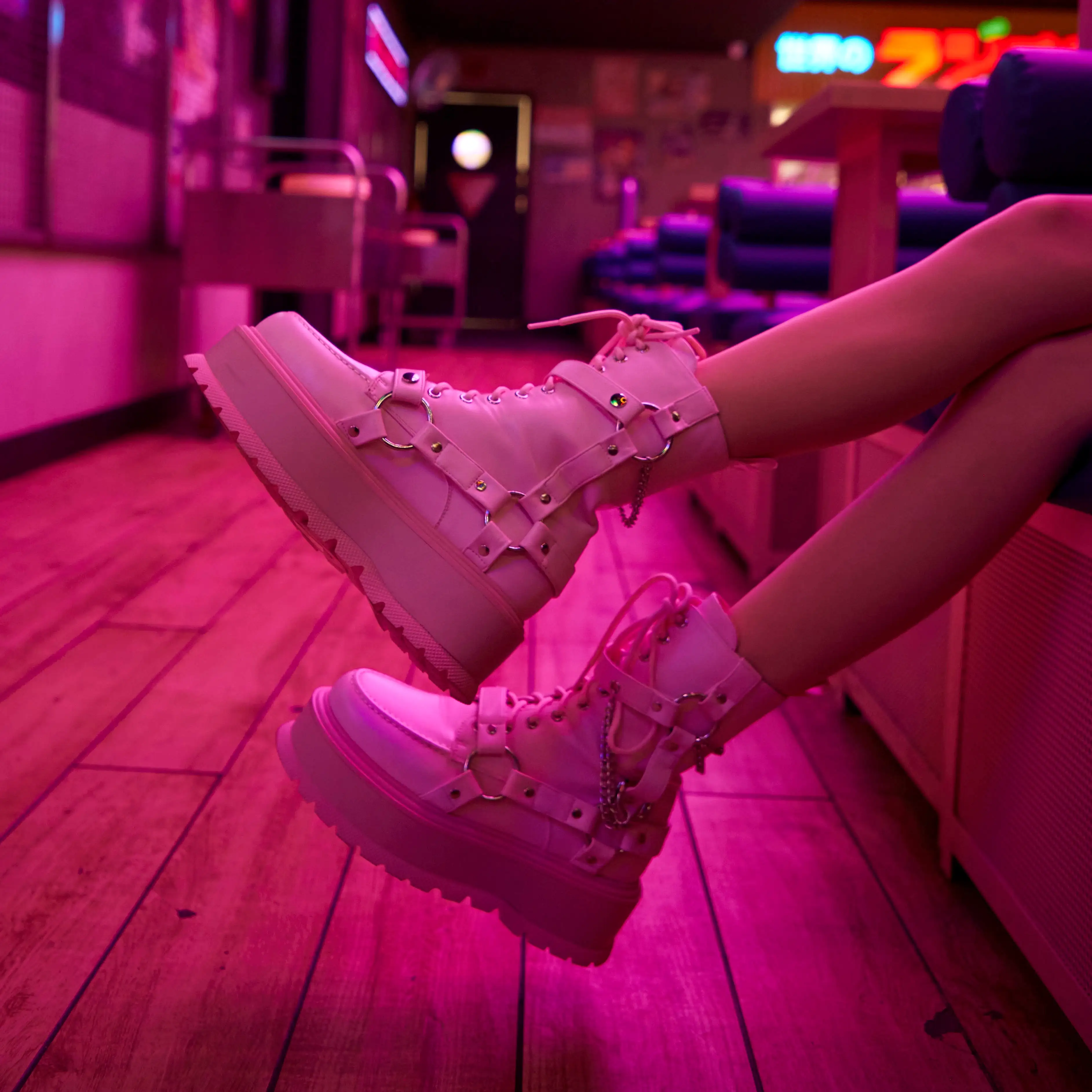 Yami Pastel Pink Platform Boots