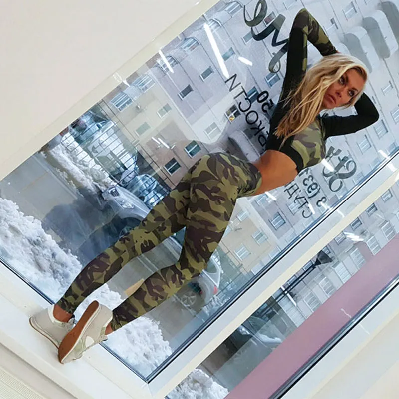 Yoga Set Woman Sportswear Fitness Sport Suit Tracksuit Women Camouflage  Compressed Yoga Leggings Workout Clothes Gym Clothing