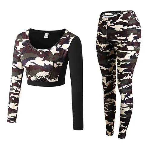 Yoga Set Woman Sportswear Fitness Sport Suit Tracksuit Women Camouflage  Compressed Yoga Leggings Workout Clothes Gym Clothing